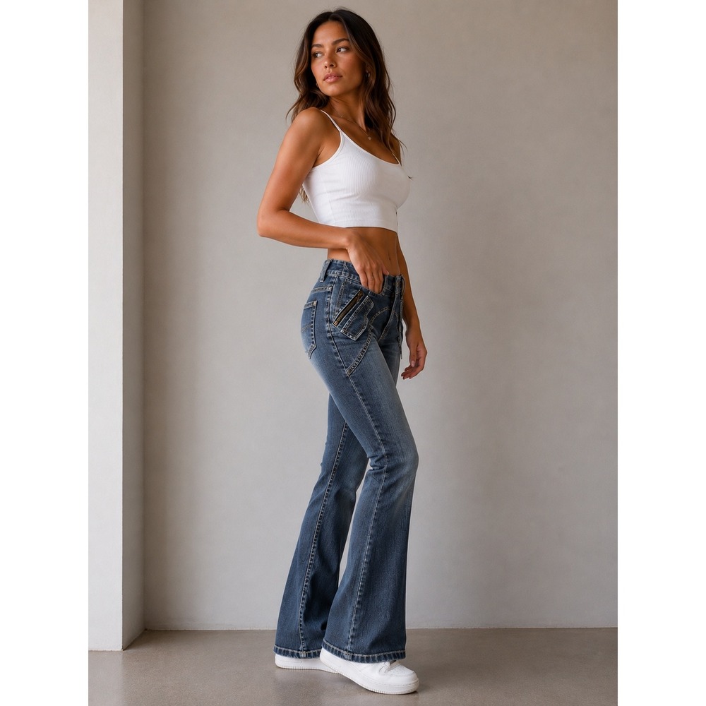 Kotali Womens Bootcut Jeans Size 27 Medium Wash Blue Denim Y2K Retro Streetwear